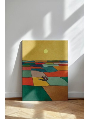 Kanvaspera Kır Manzaralı Kanvas Tablo - Renkli Geometrik Tabiat Desenli Çağdaş Duvar Dekorasyonu