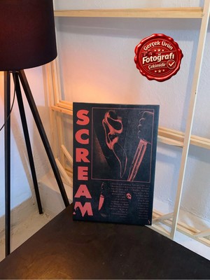 Kanvaspera Çığlık Ghostface - Kanvas Tablo - Klasik Gerilim Filmi Afişi Tasarımlı Duvar Dekorasyonu