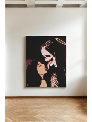 Kanvaspera Bizimkisi Bir Sevgi Masalı – Kanvas Tablo – Melek ve Şeytan Romantik Estetik Duvar Dekorasyonu