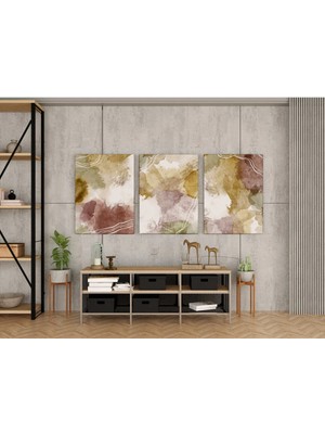 Kanvaspera Suluboya Lekesi Üçlü Kanvas Tablo