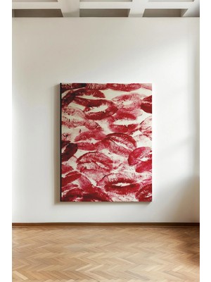 Kanvaspera Kızıl Ruj Dudak Baskısı - Kanvas Tablo