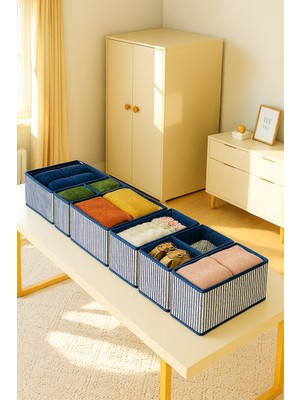 Prendi Home 8'li Lacivert Çekmece İçi Organizer Seti 1.5 mm Avrupa Mukavva ile Dayanıklı Düzenleyici