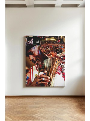 Kanvaspera Michael Jordan - Kanvas Tablo - Zafer Kupası, Nba Yıldızı, Basketbol Konseptli Dekoratif Duvar Tablosu