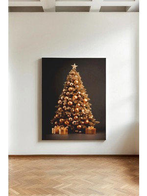 Kanvaspera Çam Ağacı - Kanvas Tablo – Kırmızı Yeşil Renkli Yılbaşı Dekoru – Noel Temalı Duvar Tablosu