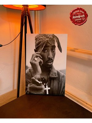 Kanvaspera Tupac Shakur (2pac) Portesi - Kanvas Tablo - Müzik ve Hip-Hop Sembolü Siyah Beyaz
