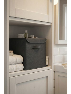 Prendi Home Antrasit Kapaklı Dolap Içi Çamaşır Oyuncak Düzenleyici Katlanır Saklama Kutusu 30X30X30