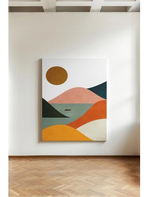 Kanvaspera Güneş ve Renkli Tepeler Temalı Abstrakt - Kanvas Tablo