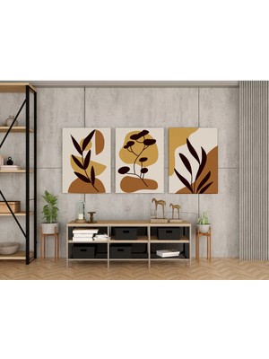 Kanvaspera Toprak ve Yaprak Dansı Üçlü Kanvas Tablo