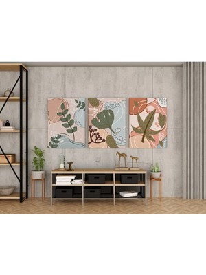 Kanvaspera Bitki Bileşimi Üçlü Kanvas Tablo