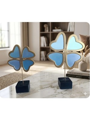 Ayder Online Satış 30 cm  -35 cm  Ebatlarında Kırılmaz Polyester,2 Li Yonca Figürlü Biblo