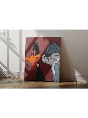 Kanvaspera Bugs Bunny & Daffy Duck - Kanvas Tablo | Nostaljik Çizgi Film | Neşeli Duvar Dekorasyonu