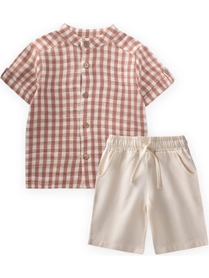 Cigit Müslin Gömlek Takım 1-8 Yaş Açık Kahve