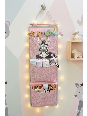 Prendi Home Zebra Baskılı 3 Cepli Çok Amaçlı Askılı Duvar Tipi Dolap Içi Banyo Mutfak Düzenleyici Organizer 20 x 60