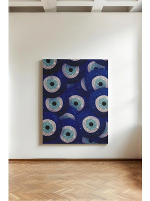 Kanvaspera Göz Boncuğu – Kanvas Tablo – Mavi, Koruyucu Uğur Sembolü Temalı Duvar Dekorasyonu