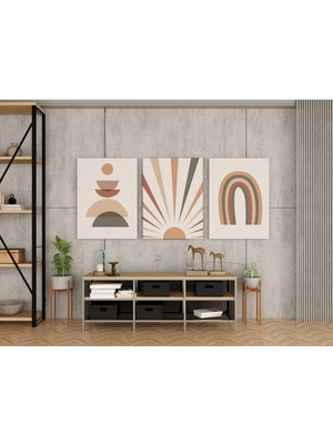 Kanvaspera Armoni Serisi Renkli Yay, Işık ve Denge Üçlü Kanvas Tablo