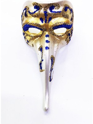 Mavi Renk Işlemeli Seramik Malzemeden Imal Venedik Uzun Maske Magnet Midastech