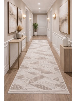 Babil Home Kaymaz Tabanlı Kesme  Salon Koridor Mutfak Yatak Odası Halısı 6023 Kahve