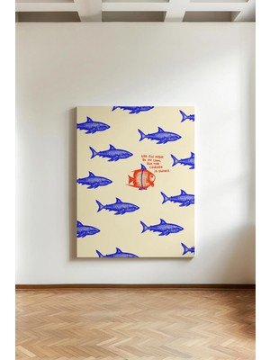 Kanvaspera Gruptan Ayrılan Balık - Kanvas Tablo - Güncel Sanat, Bireysel Gelişim ve Özgünlük Temalı Duvar Dekoru