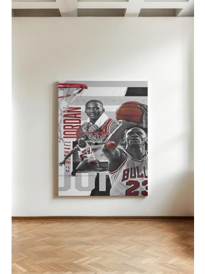 Kanvaspera Michael Jordan 23 Pozisyonu - Kanvas Tablo - Basketbol Yıldızı Siyah Beyaz Duvar Dekorasyonu