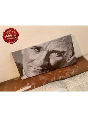 Kanvaspera Eski Türk Parası Mustafa Kemal Atatürk Portesi Yatay Kanvas Tablo - Nostaljik Duvar Dekorasyonu