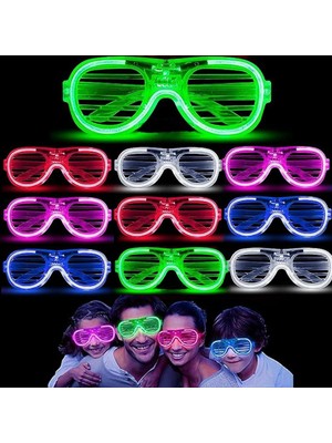 MidasTech Glow Model 3 Farklı Fonksiyonlu Işıklı Panjur Parti Gözlüğü Karışık Renk 12 Adet Midastec