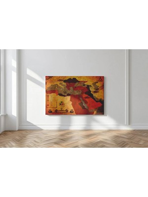 Kanvaspera Osmanlı Imparatorluğu Toprakları Haritası - Kanvas Tablo - Ulusal Tarih Temalı Duvar Dekorasyonu