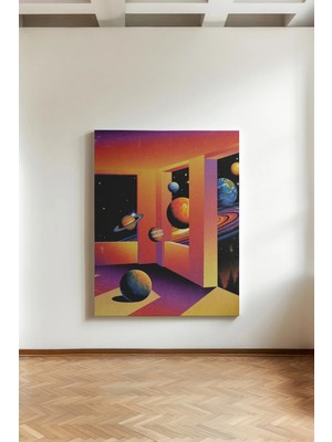 Kanvaspera Gezegenler ve Açıklıklar - Kanvas Tablo - Nostaljik, Kozmos ve Geometrik Sanat Temalı Duvar Dekorasyonu