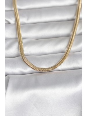 cm 14K Gold Renk Yassı Yılan Zincir Model 45 cm Kadın Kolye - TJ-BKO11005 Midastech