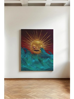 Kanvaspera Gold Taçlı Güneş - Kanvas Tablo - Ekspresyonist, Estetik ve Efsane Temalı Duvar Dekoru