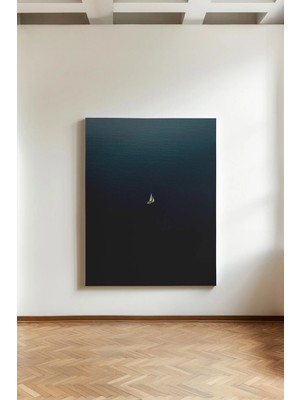 Kanvaspera Sonsuz Okyanusta Yalnız Yelkenli - Kanvas Tablo - Sade, Derinlemesine ve Huzur Temalı Duvar Dekoru