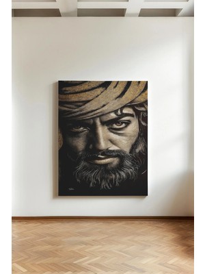 Kanvaspera Hz. Ali - Kanvas Tablo - Zülfikar ve Arslan Motifli, Manevi Duvar Dekorasyonu, Islam Sanatı, Güncel Tuval