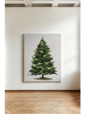 Kanvaspera Çam Ağacı - Kanvas Tablo – Kırmızı Yeşil Renkli Yılbaşı Dekoru – Noel Temalı Duvar Tablosu