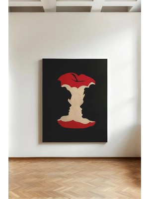 Kanvaspera Isırılmış Elma Silueti - Kanvas Tablo