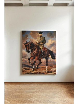 Kanvaspera M. Kemal Atatürk Ata Binmiş - Kanvas Tablo