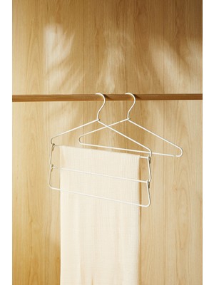 Ocean Home Textile 3 Katlı Ekru Renk Kumaş Kaplı Metal Elbise Kıyafet Askısı, Giysi Askısı 42x41x0.5 cm