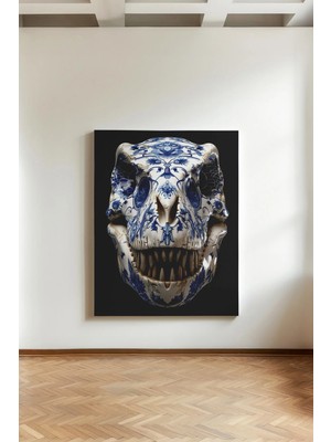 Kanvaspera T-Rex Dinozor Kafatası - Kanvas Tablo