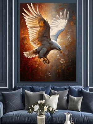 Artmeg Uçan Beyaz Kartal Kanatları Dekoratif Kanvas - Mdf Ahşap Tablo