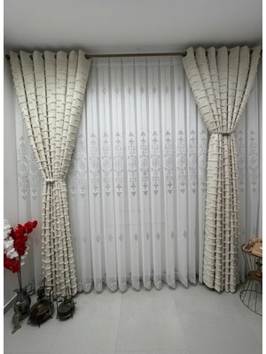 Nivemes Home Nivemeshome Nisa 555 Gümüş 1/3 Pileli Tül Perde Apm