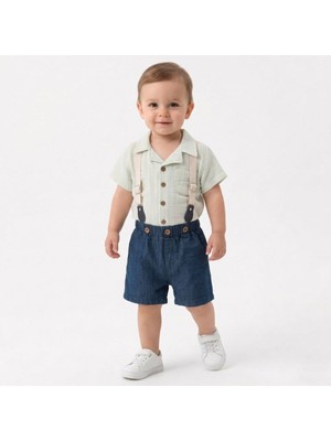 Aden Salopet Askılı Kot Yazlık 2li Erkek Bebek Takımı