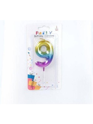 Parti Show Renkli Metalik Rakam Pasta Mum - 9