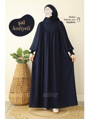 Asilnur Sema Elbise Şal Hediyeli Takım Lacivert