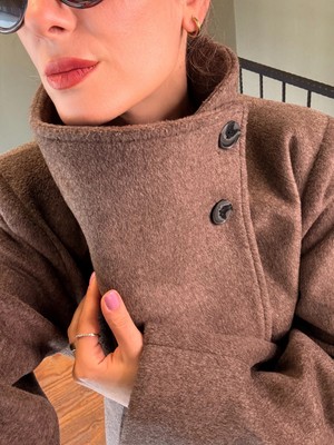 Ali Butik Kahve Dik Yaka Kaban
