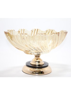 Pileli Store Lüks Ayaklı Kristal Cam Gondol Sunumluk Gold Detaylı