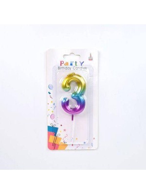 Parti Show Renkli Metalik Rakam Pasta Mum - 3