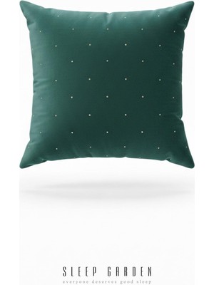 Sleep Garden Erguvan Serisi Kadife Yeşil Taşlı Dekoratif Kırlent 45X45