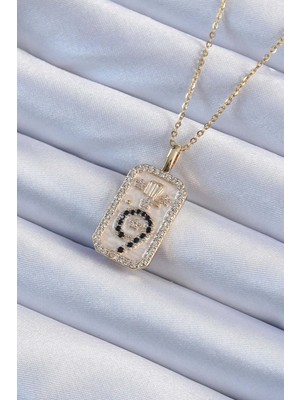 MidasTech 316L Çelik Zincir Altın Renk Zirkon Taşlı Minimal Papatya Figürlü Tarot Kolye - TJ-BKO9223 Mid