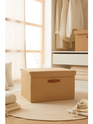 Katlanabilir Jüt Saklama Kutusu, Dolap Içi Düzenleyici 48X40X30