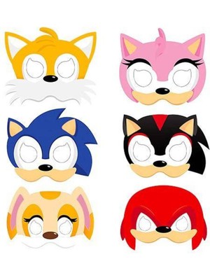 Parti Show Sonic Boom Kağıt Maske 6 Adet