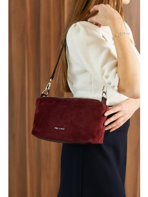 Piel Lino Pıel Lıno Kadın Hakiki Süet Deri Omuz ve Çapraz Çanta PL037-S Bordo