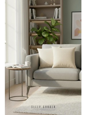 Sleep Garden Erguvan Serisi Kadife Bej Taşlı Dekoratif Kırlent 45X45 2'li